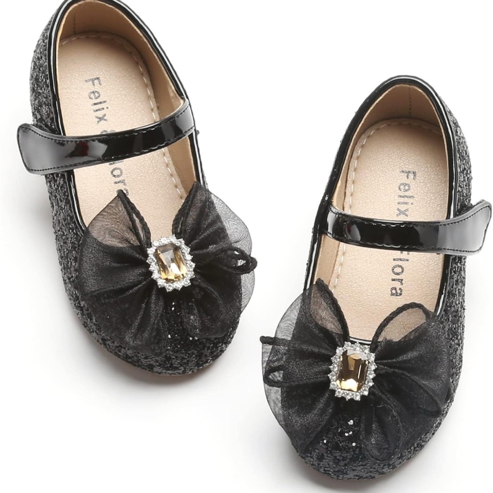 Felix & Flora Black Glitter Kids Shoes - new with tags
